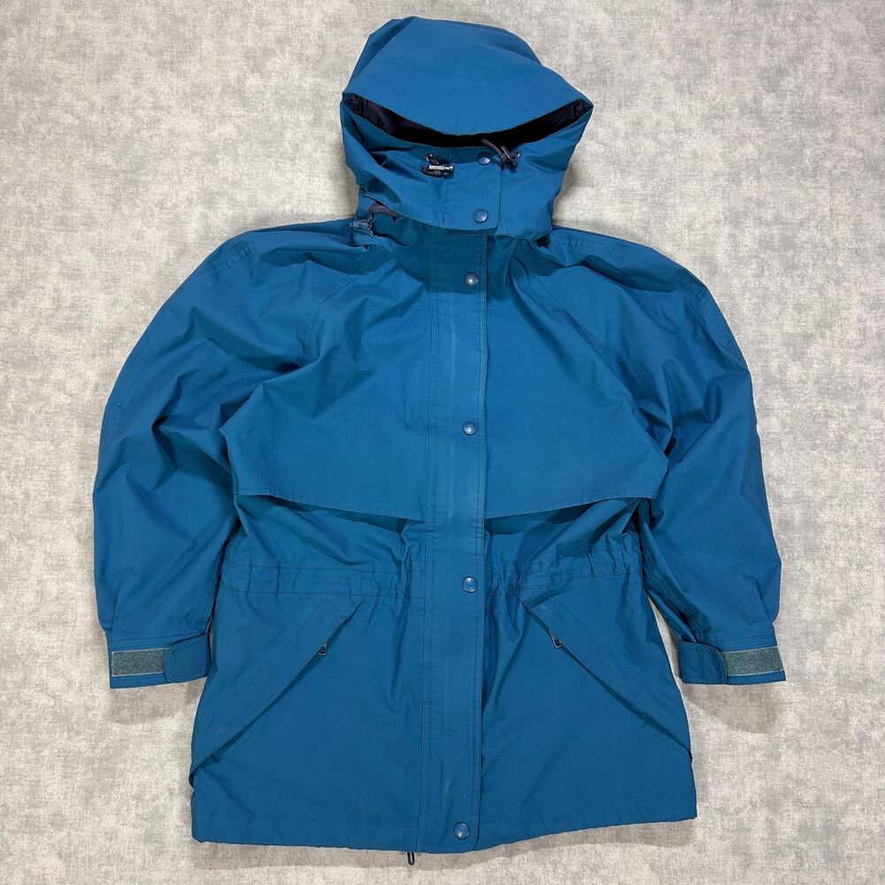 Vintage Eddie Bauer Gore-Tex Waterproof Rain Jacket Womens S Petite Blue Parka